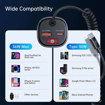 Accendisigari Per Auto 12V-24V Adattatore Di Alimentazione Splter Presa 3.1A 120W PD QC3.0 Caricabatteria Da Auto Dual USB Ricarica Super Veloce - Foto 10